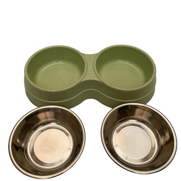 COPY - New small stainless steel double bowls with plastic stand - Picture 3 of 6